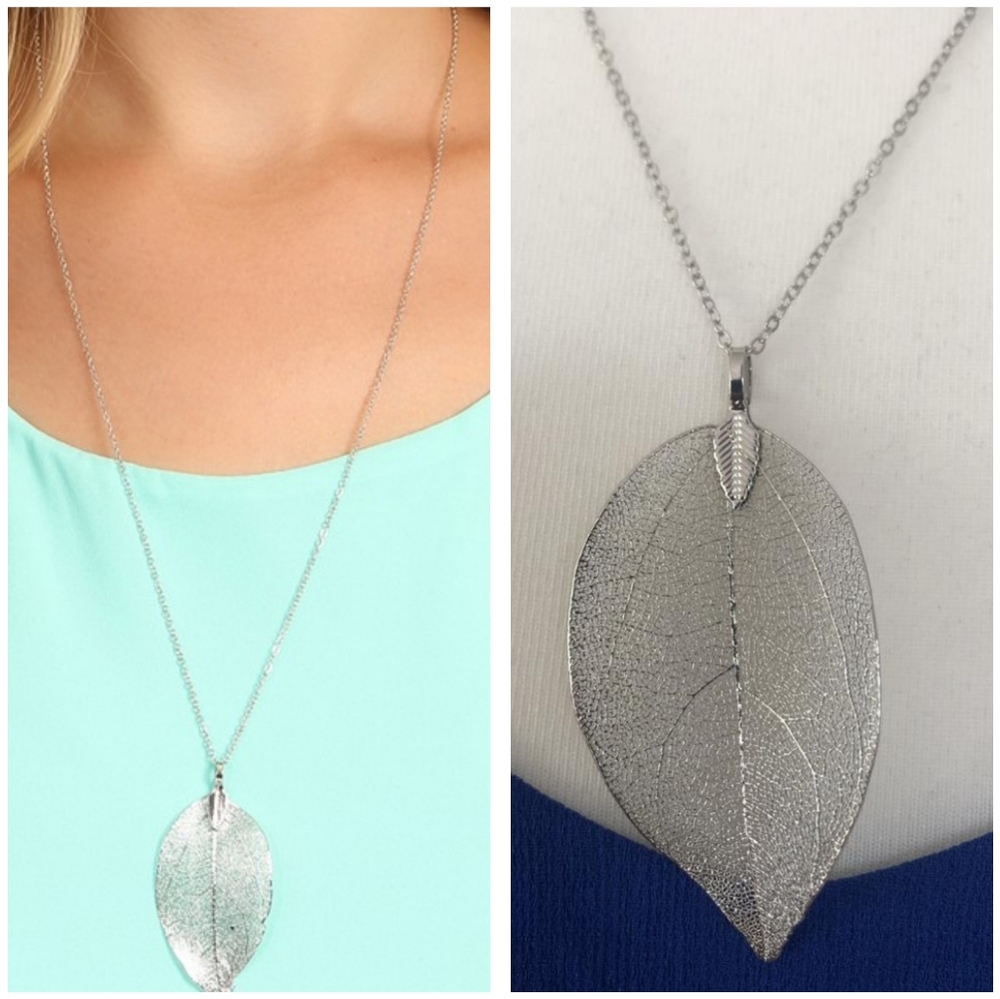 Delicate Soft Silver Large Leaf Pendant ne… - Picture 2 of 2
